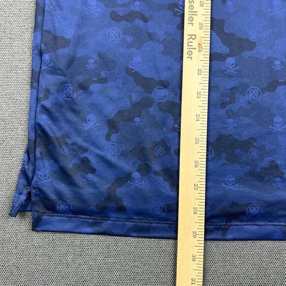 G/Fore Shirt Mens Medium Blue Camo Skull Polo Athletic Fit Performance Golf - Picture 8 of 8